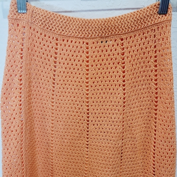 Wilfred Evie Crochet Knit Papaya Orange Midi Skirt - Picture 6 of 7